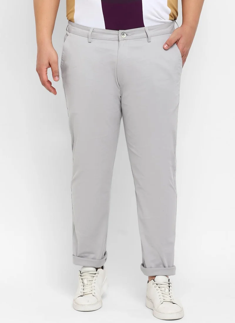 Urbano Fashion  Urbano Plus Men's Steel Blue Cotton Regular Fit Casual Chinos Trousers Stretch for Men | Best Price UAE